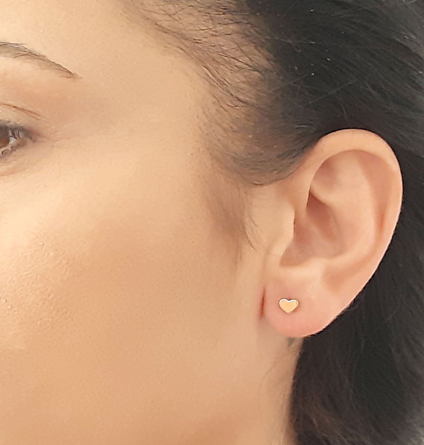 Tiny Gold Heart stud Earrings , 14K solid gold Earrings