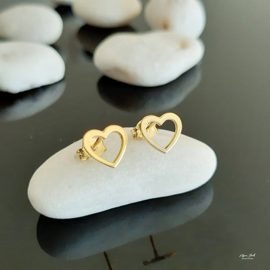 Solid Gold Heart stud Earrings