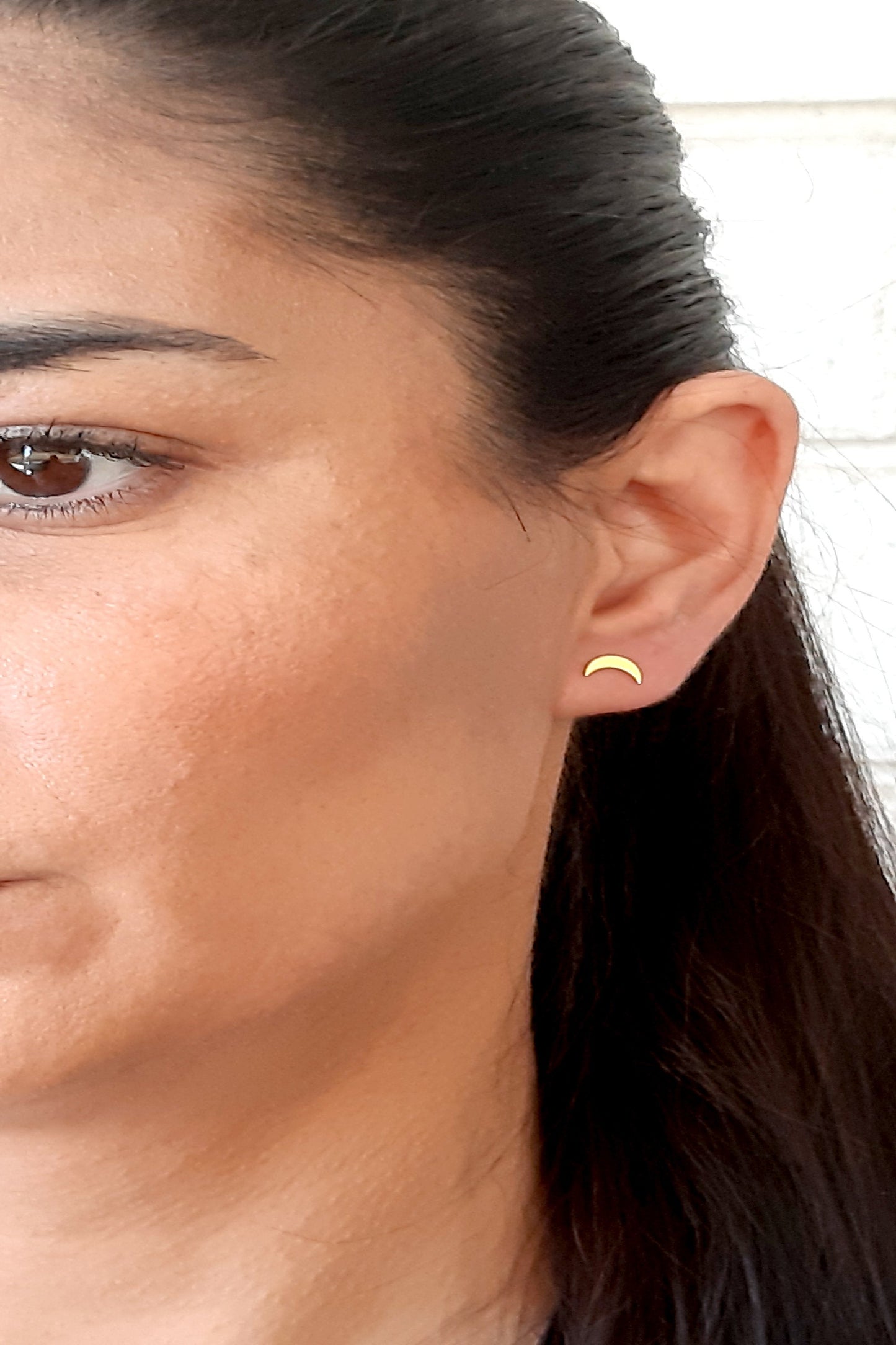 14k Gold upside moon Tiny Studs - cresent moon studs earrings