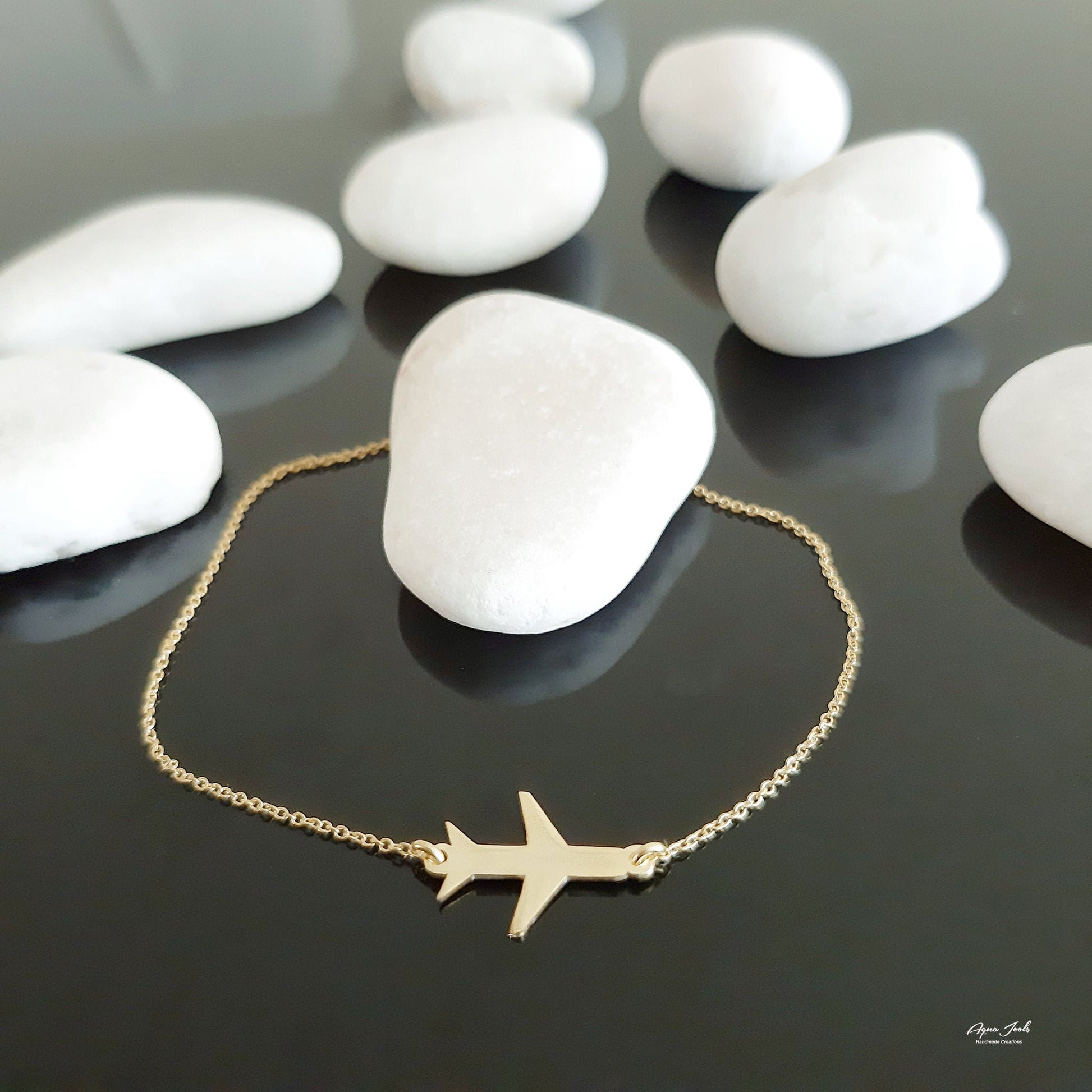 14K Gold Airplane Pendant Necklace