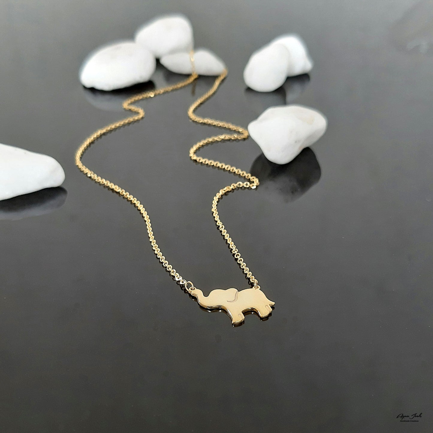 Solid Gold Elephant Necklace
