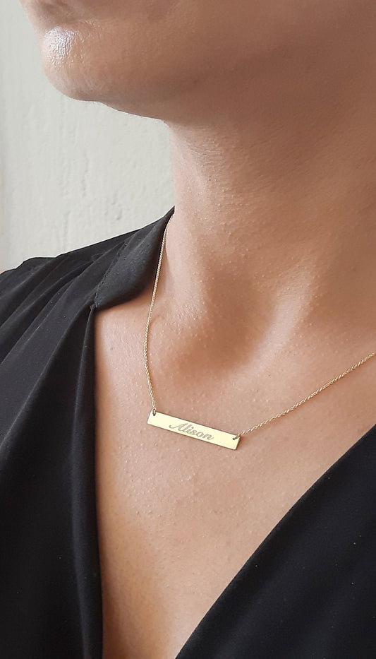 Personalized Gold Bar Necklace