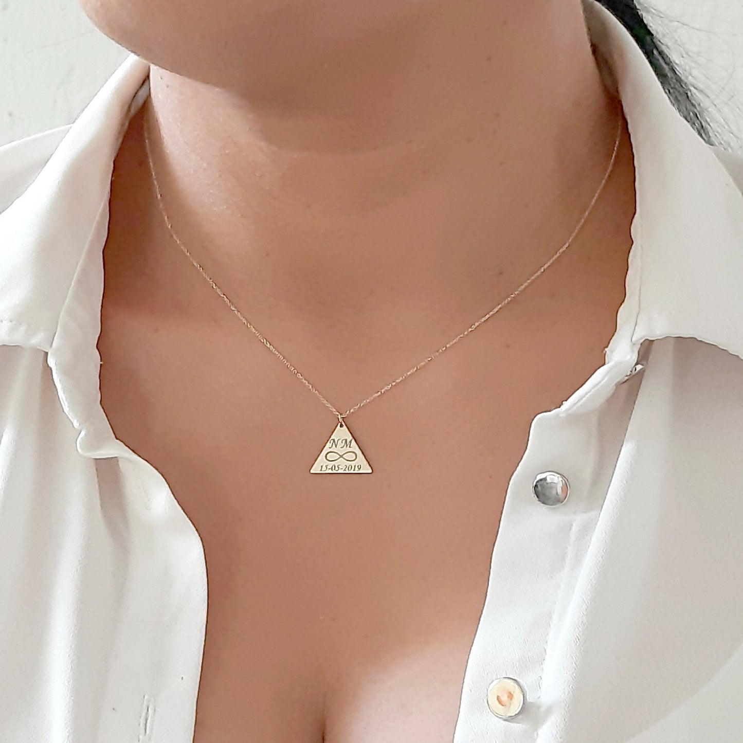 Engraved Triangle Necklace