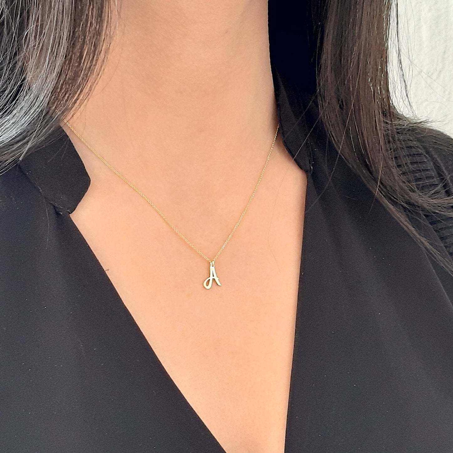 Custom Initial Necklace • Custom Letter Necklace in Solid Gold • Delicate Layering Necklace • Perfect for Everyday Wear • real gold necklace