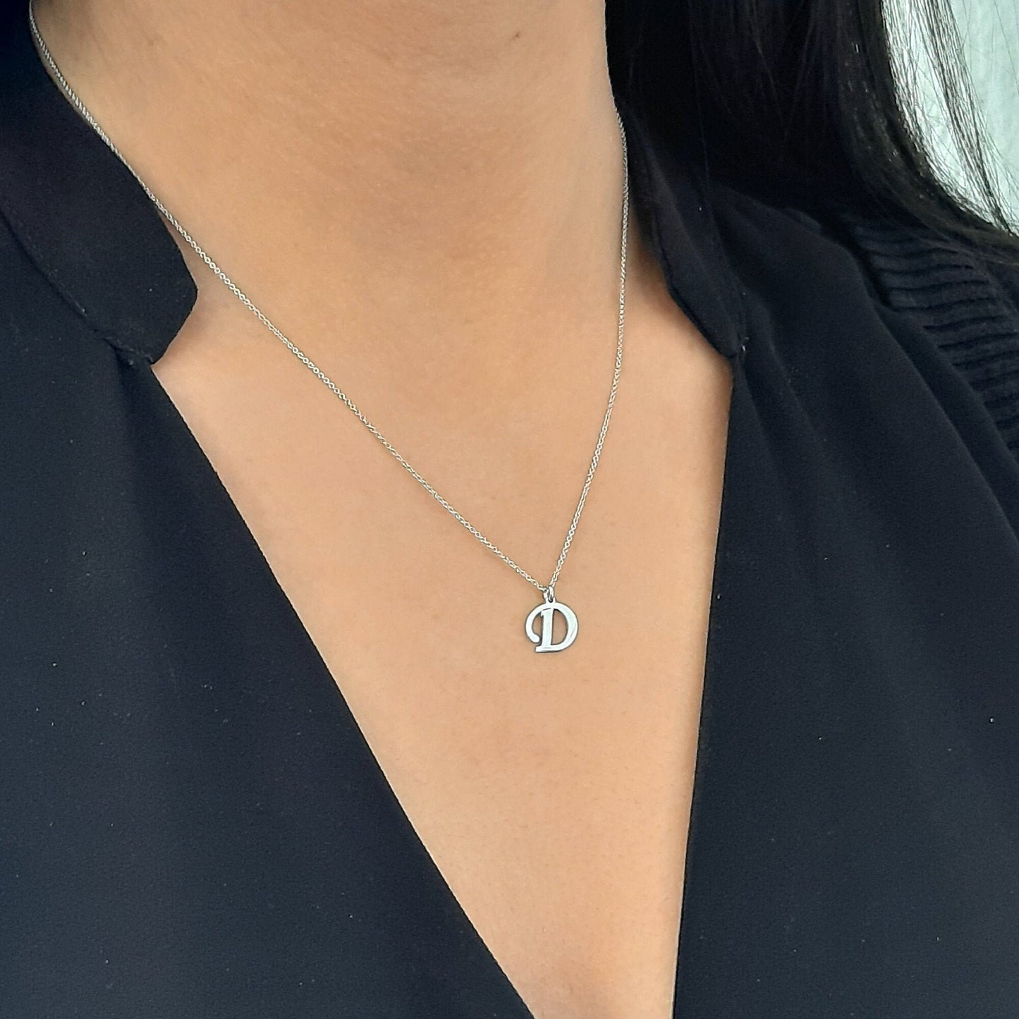 14kt Gold initial letter necklace , solid gold thin chain, custom initial necklace, solid gold letter charm , custom necklace, gift for her