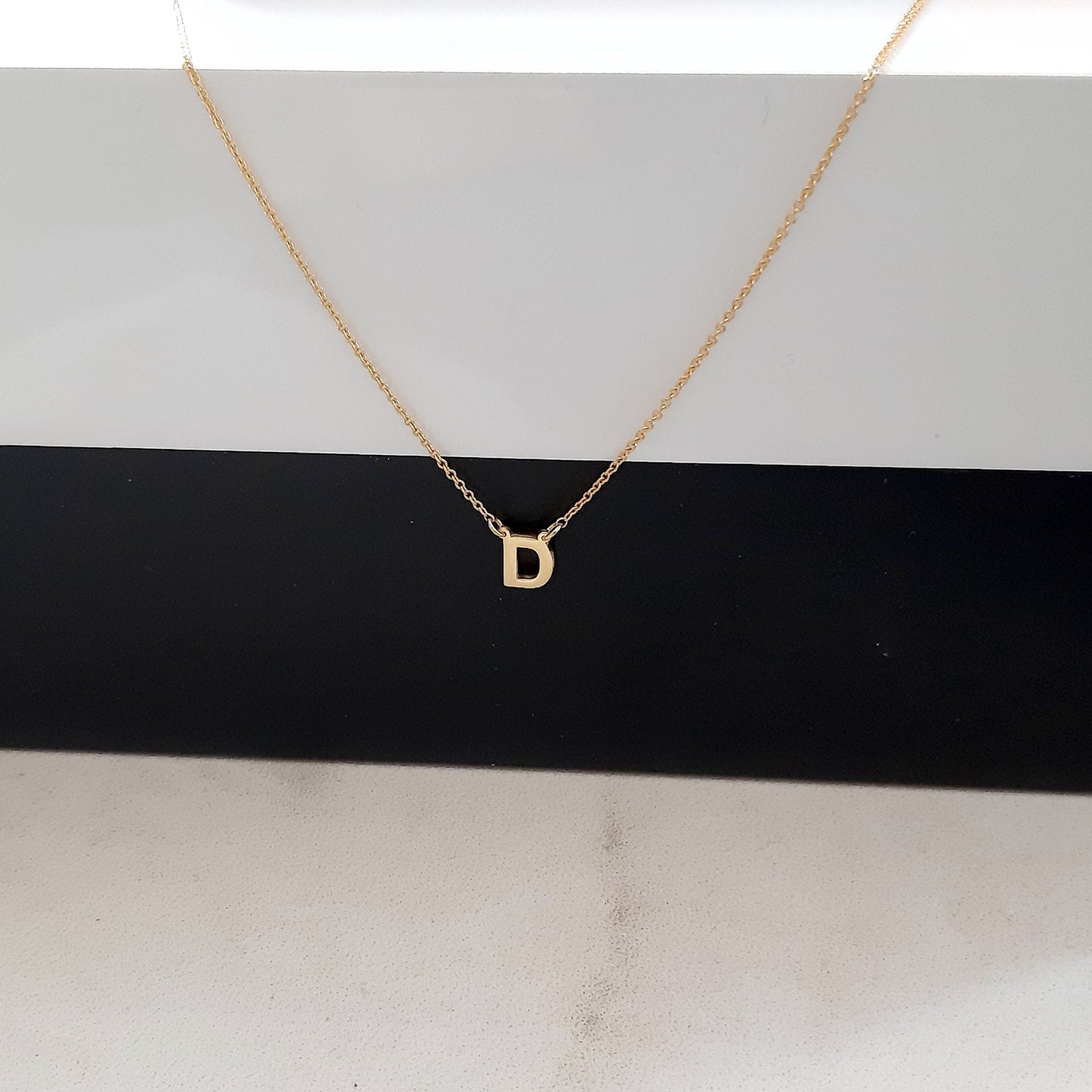 Initial Gold Necklace, 14k Solid Gold Necklace, Gift Necklace, Sideways Necklace, Sideways Letter Necklace, Dainty Necklace layered necklace