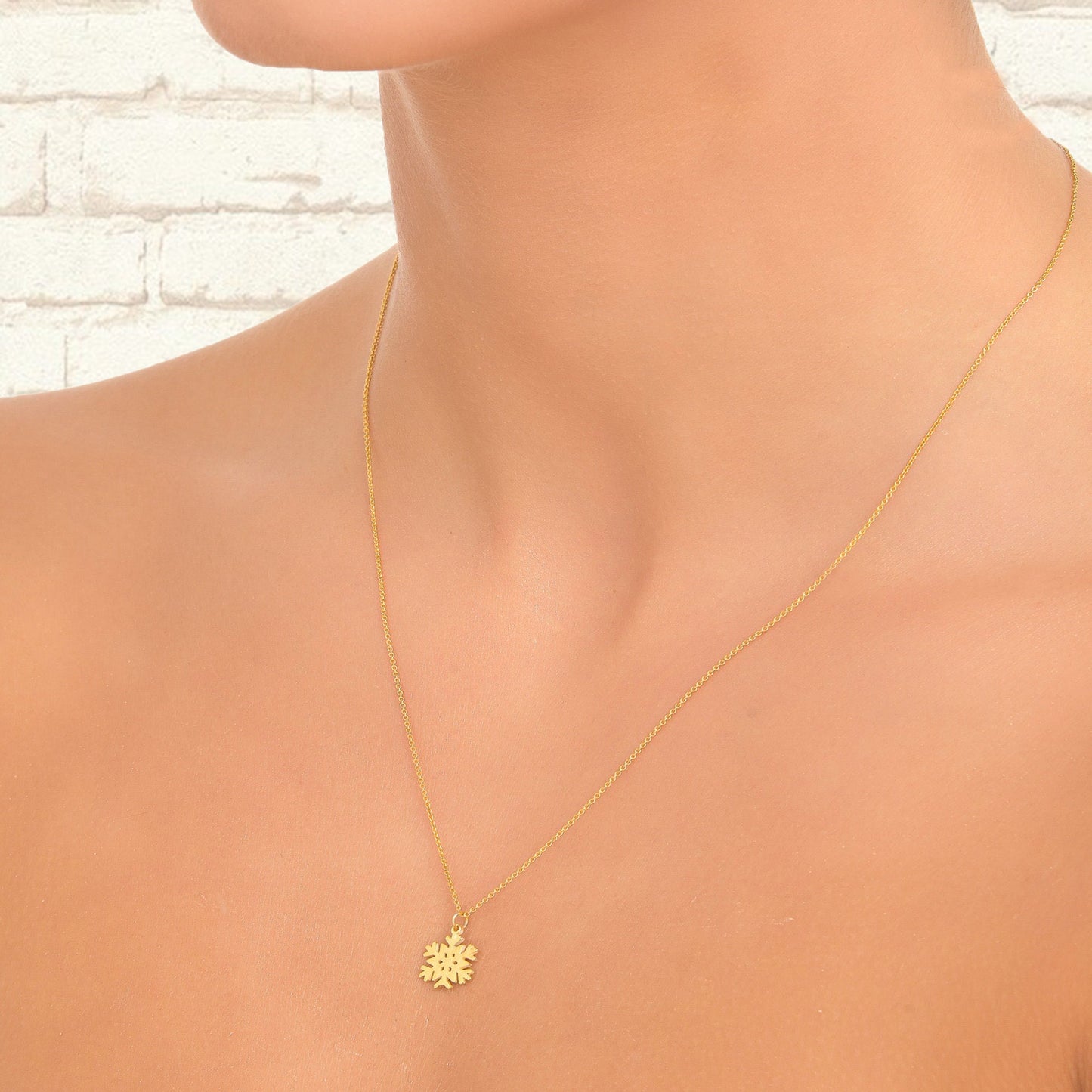 Snowflake Necklace, Dainty Snowflake Necklace, Solid Gold Snowflake Necklace, Winter Jewelry 14k gold necklace layered necklace gift for her