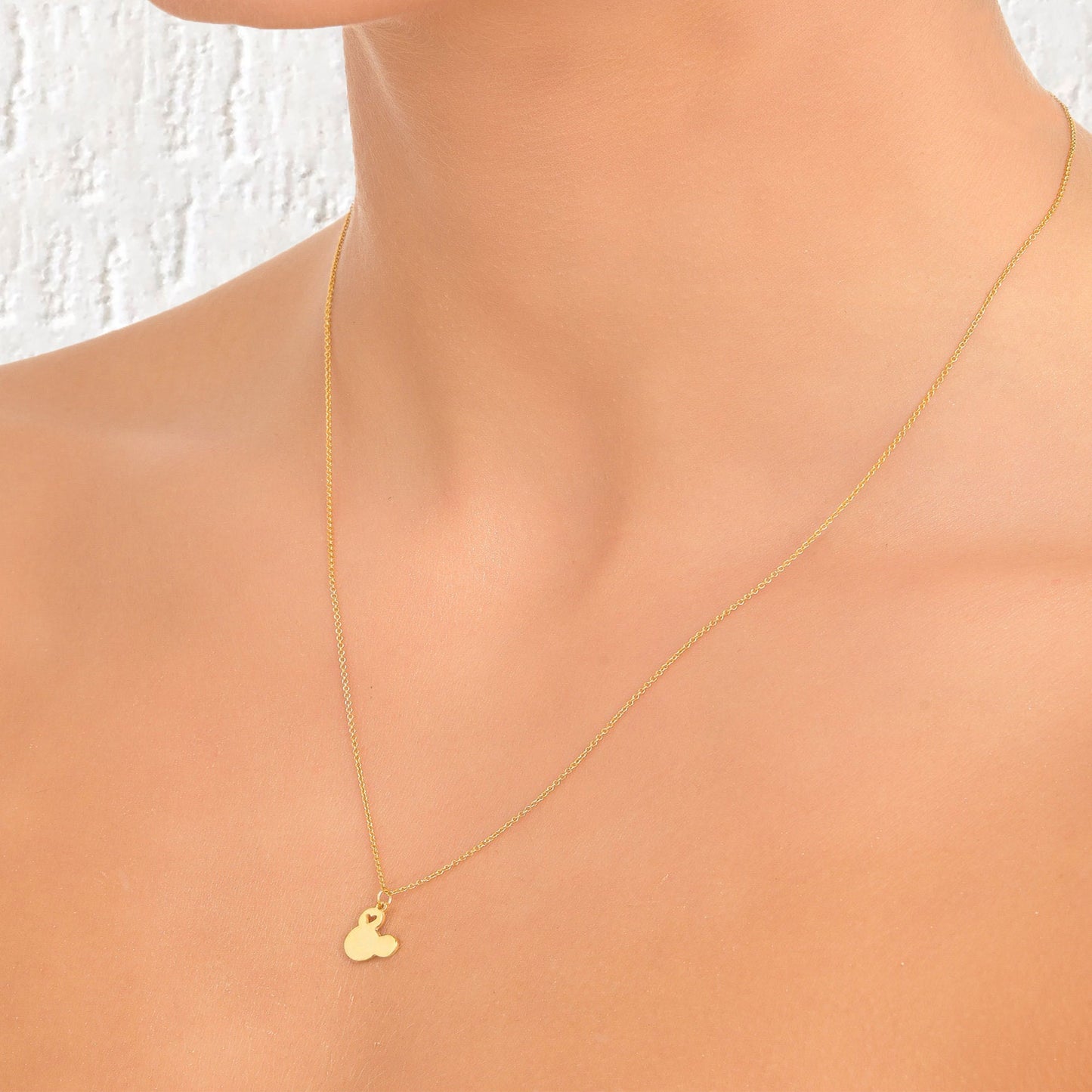 Solid Gold mickey mouse Necklace, 14K yellow gold, solid gold thin chain, mouse necklace, Simple Everyday Necklace , unique gift for her