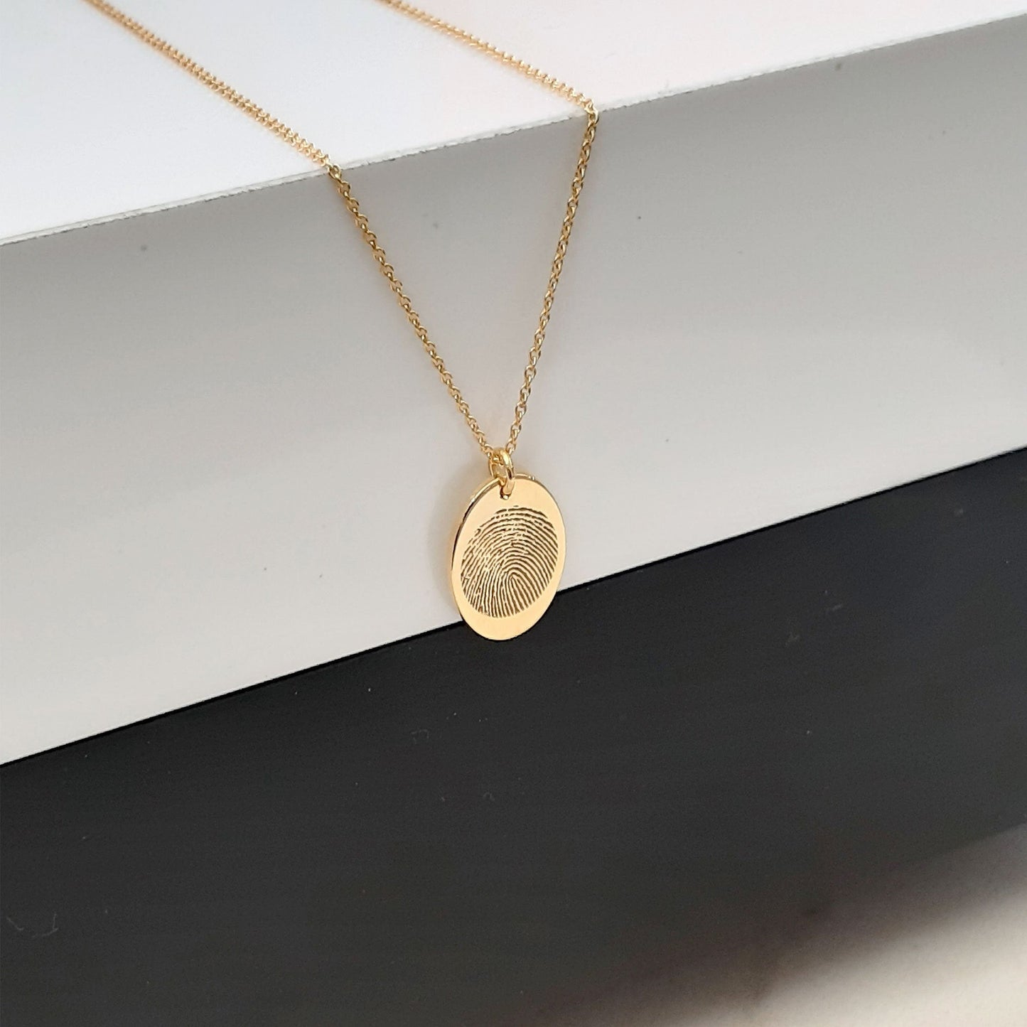 14k Yellow gold Fingerprint Necklace - Unique gold Sympathy Gift - Delicate Personalized Fingerprint Necklace For Her - layered necklace