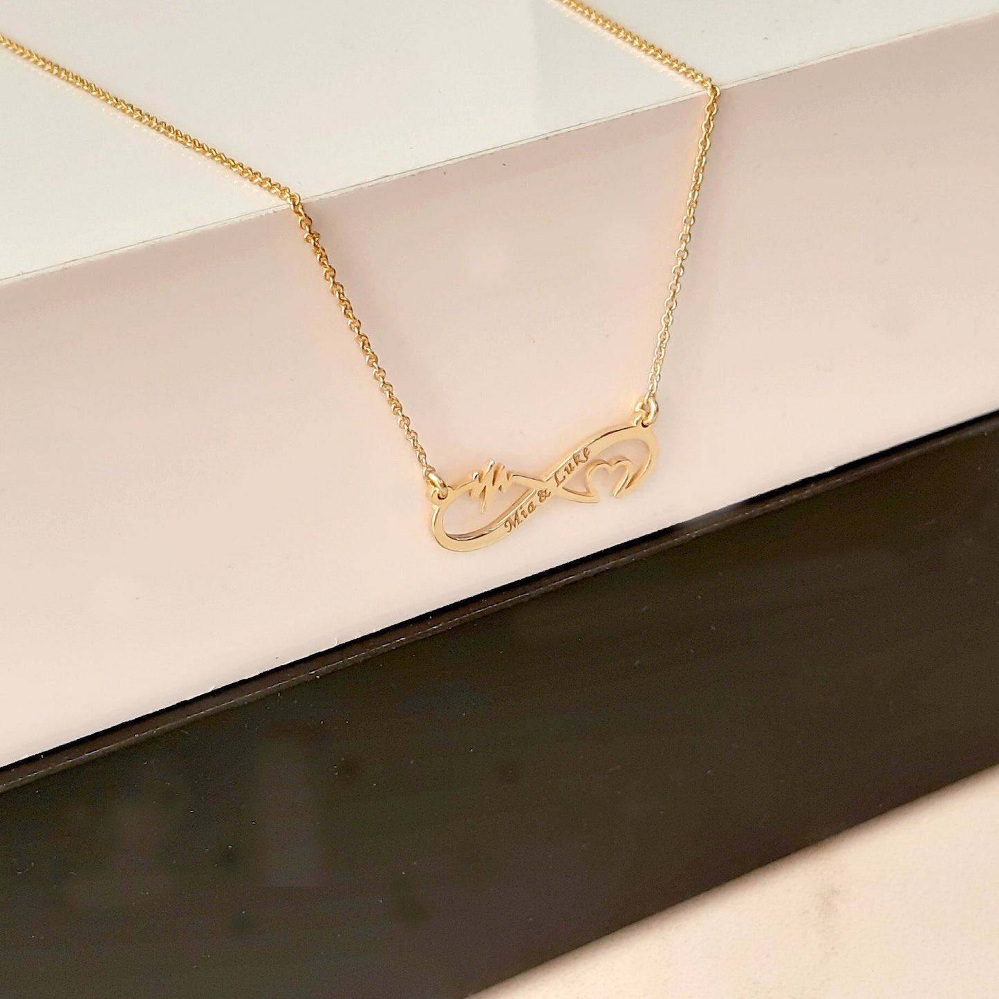 Personalized infinity Necklace, 14K Solid Gold Infinity Necklace, Custom Dainty Necklace, Minimalist, Handmade Jewelry, Necklace for women