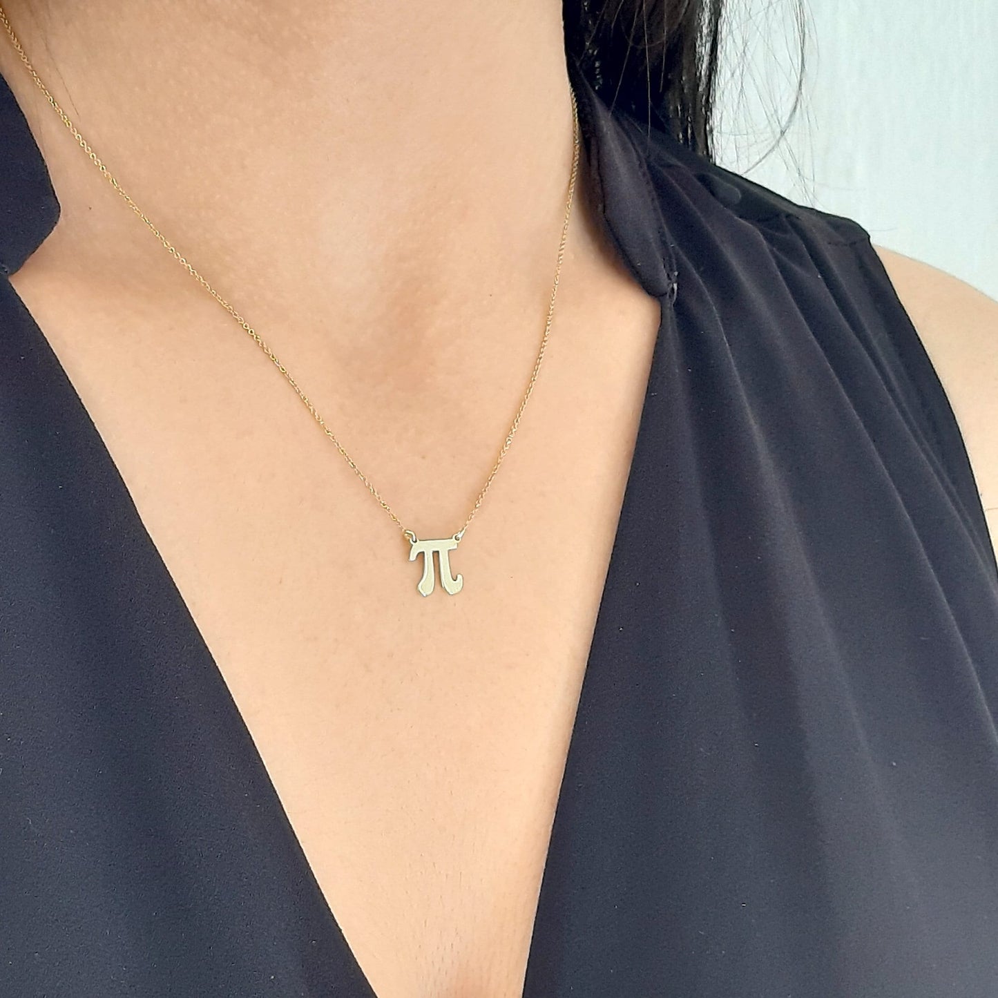 Pi Necklace, Pi Jewelry, Math Necklace, Pi Symbol Necklace, Geometry 14k solid gold , Pi Necklace, Pi Pendant , layered necklacegift for her