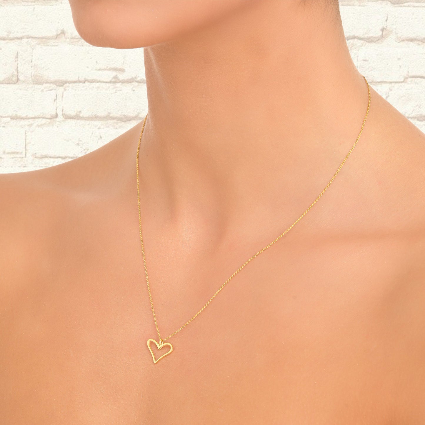 Gold Heart Necklace, Open Heart Pendant, 14K Solid Gold Layering Chain, Minimalist Jewelry, Gift for Her, necklaces for women gold Jewelry