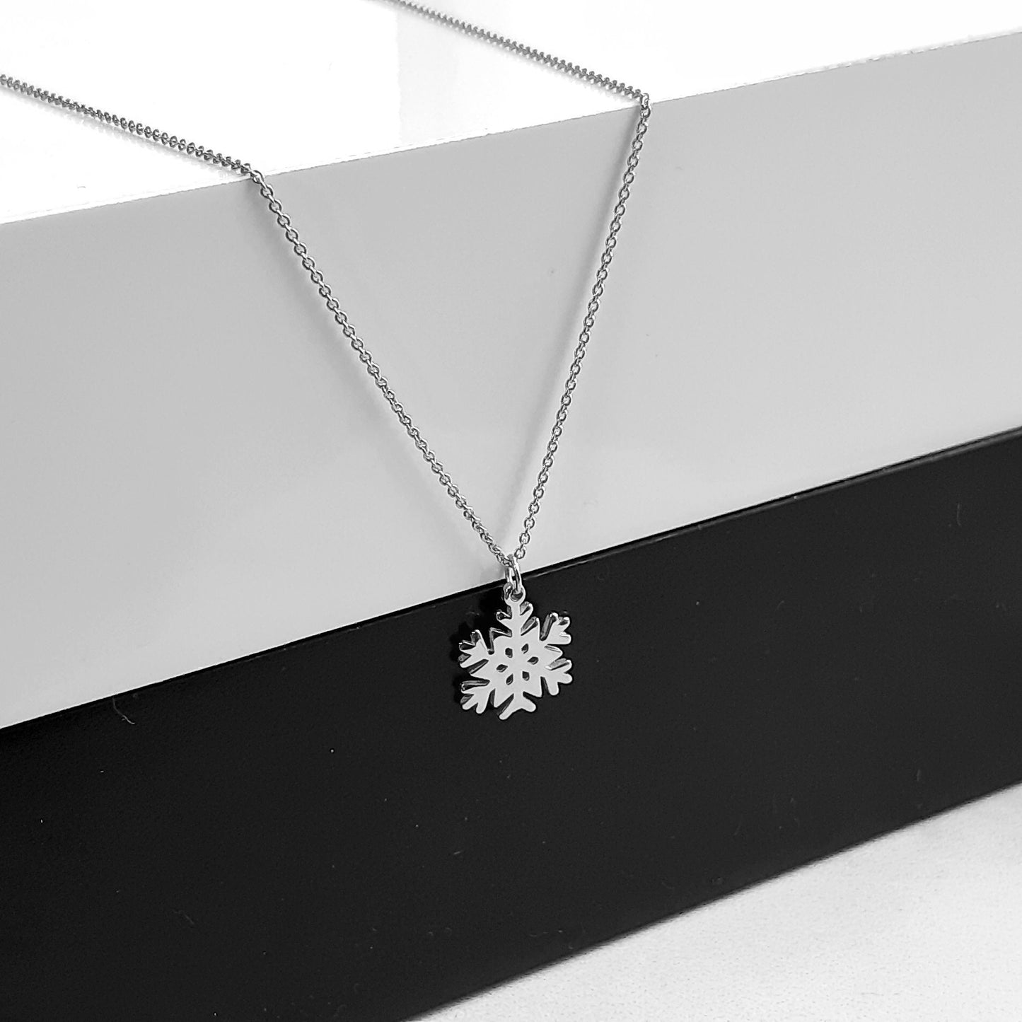 Snowflake Necklace, Dainty Snowflake Necklace, Solid Gold Snowflake Necklace, Winter Jewelry 14k gold necklace layered necklace gift for her