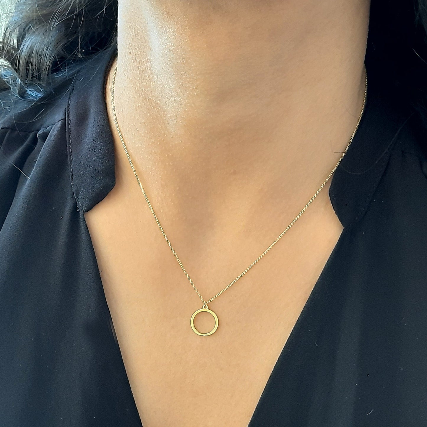 14k Yellow gold karma necklace, 14k solid gold thin chain, circle necklace , minimalist necklace, 14k gold necklace karma, layered necklace