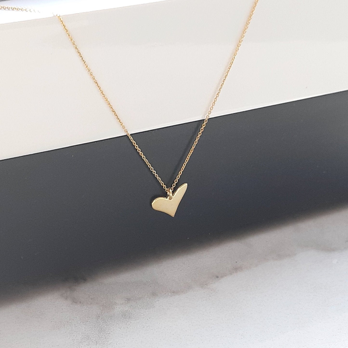 14K yellow gold Heart necklace , Solid Gold Heart pendant, Real gold chain ,Personalized love Necklace, 14k White Gold, unique gift for her
