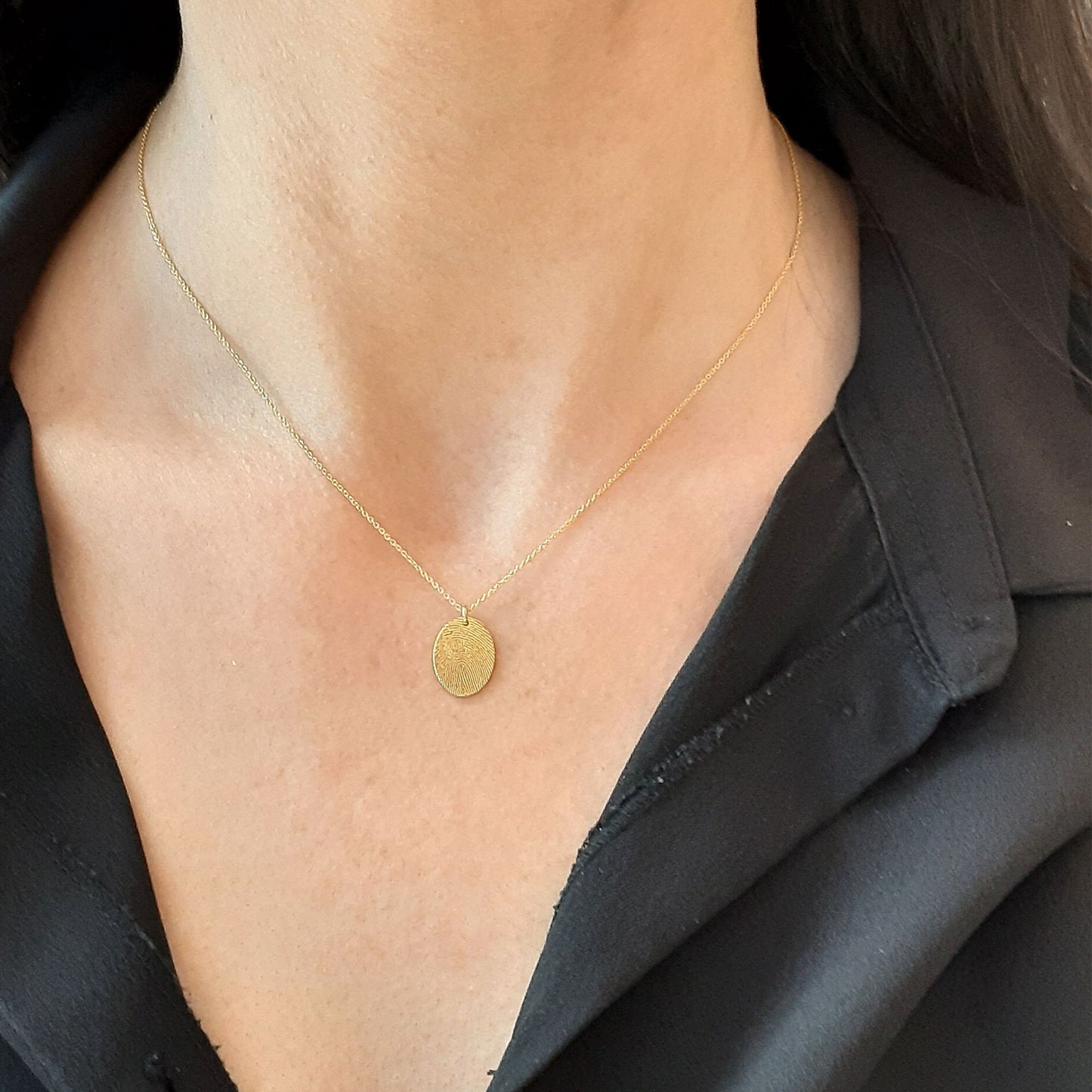 Oval Fingerprint Necklace , Handwriting Necklace , Memorial Necklace , Signature Necklace , Thumbprint Necklace , 14k gold necklace gift