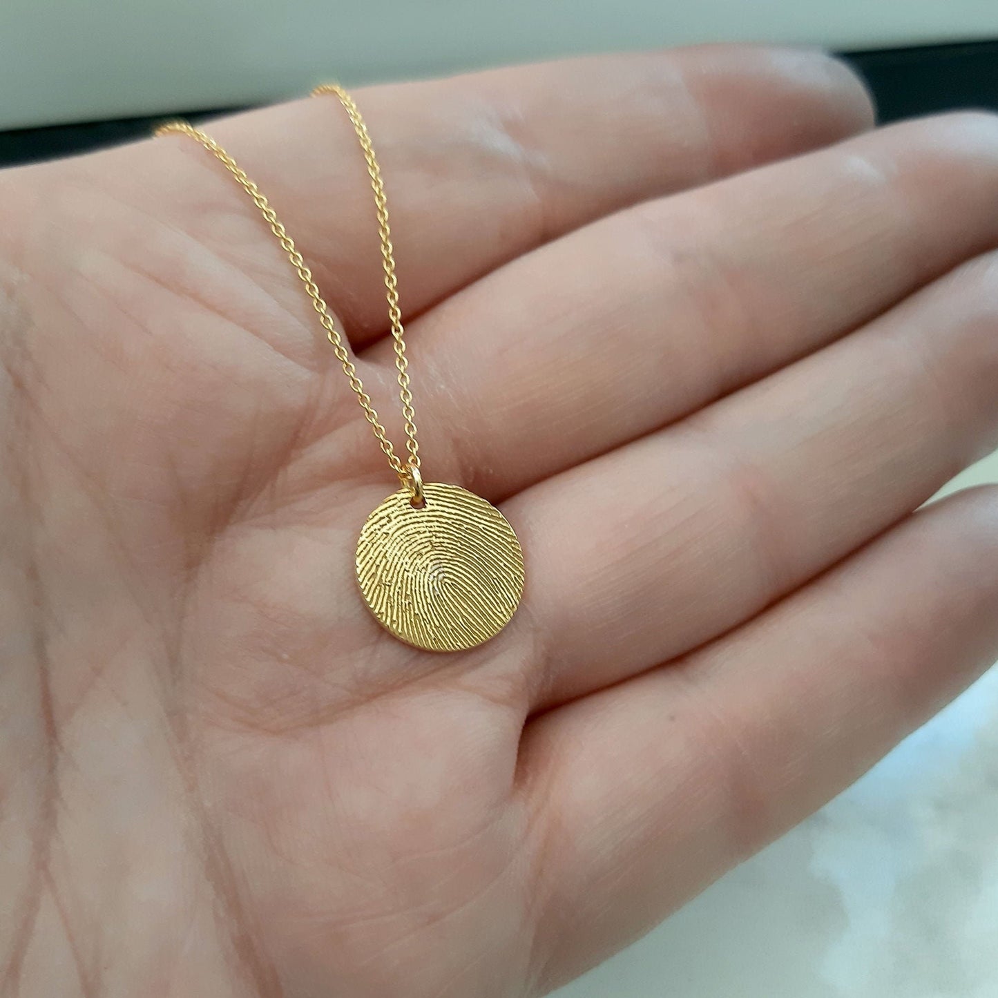 Handwriting Necklace • Custom Handwriting Jewelry • Signature Disc Necklace • Fingerprint Necklace • MOTHERS GIFT  Yellow gold Memorial Gift