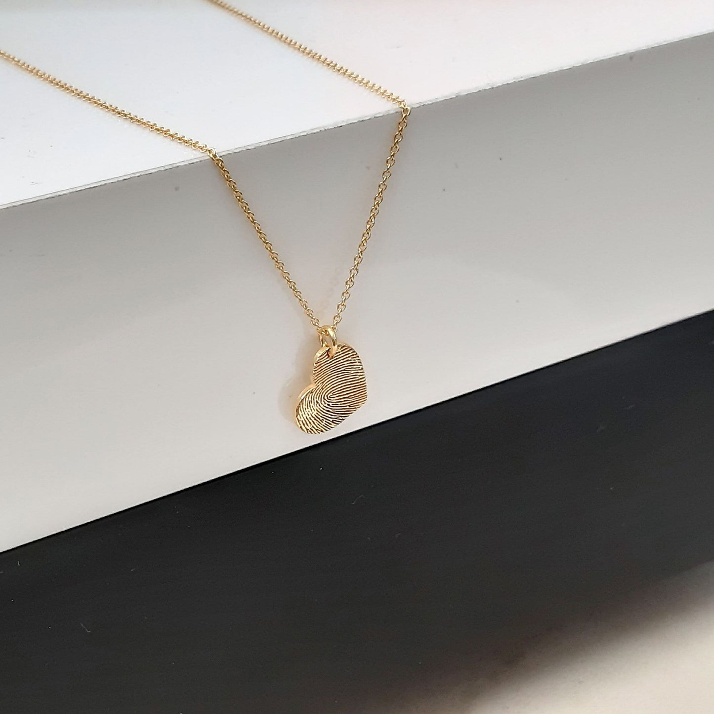 9k & 14k Custom Fingerprint Necklace • Heart Charm Fingerprint Necklace • Custom Handwriting Jewelry • Gift for Her • 14k layered necklace