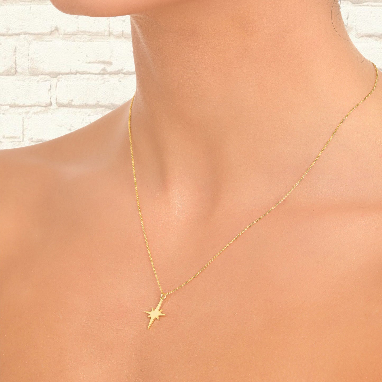 Dainty 14k Gold North Star Necklace , Minimalist Necklace gold Star Necklace, Starburst gold Necklace, layered gold necklace gift for her