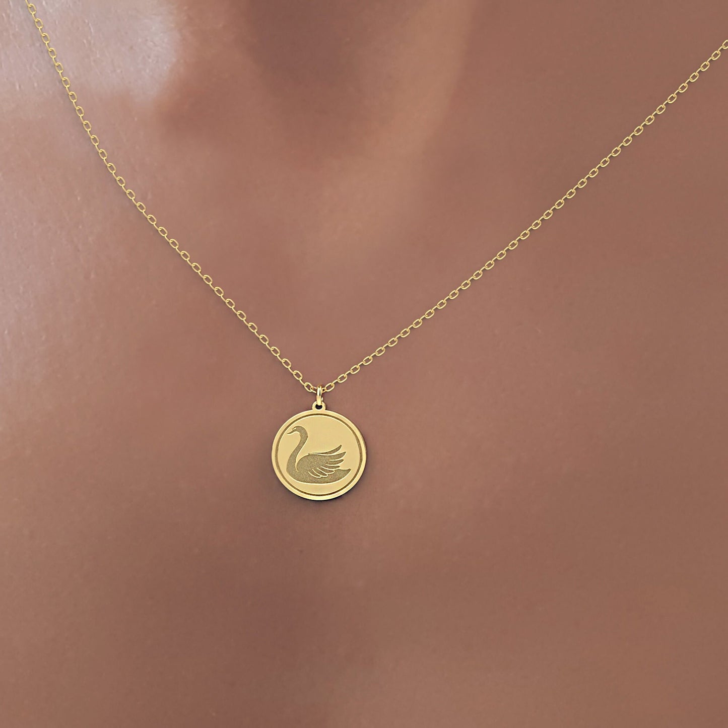 Swan Disc Necklace