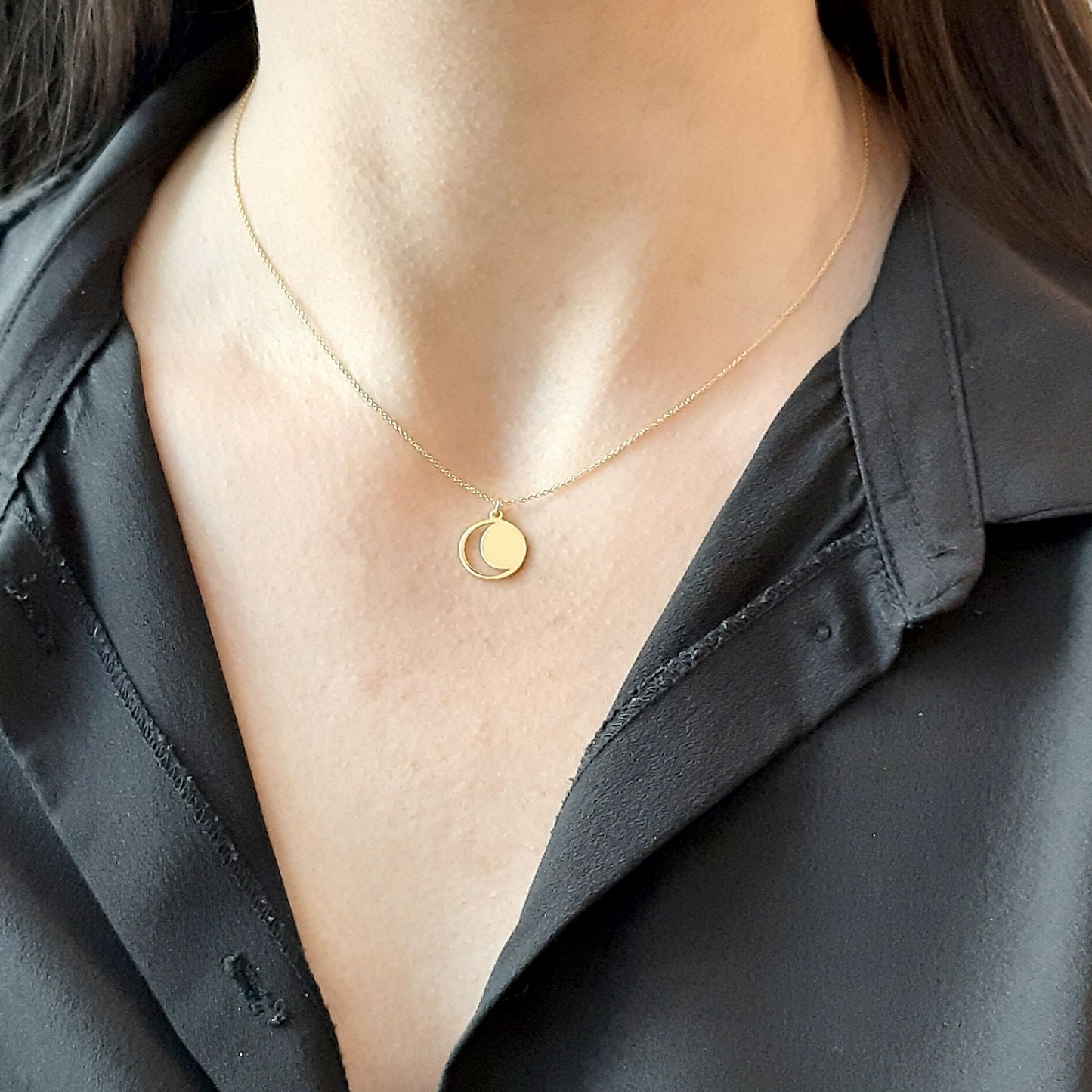 Crescent Moon Necklace in 14k Solid Gold , Moon Phase Necklace for Women , Yellow, Rose or White Gold, 14k gold necklace  gift for her