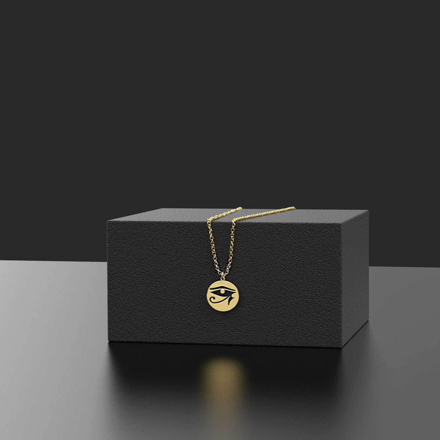 Handmade 14K Solid Gold Eye of Ra Necklace - 18K Solid Gold Spiritual Jewelry - Gold Horus Eye Necklace - Unique real gold gift for her
