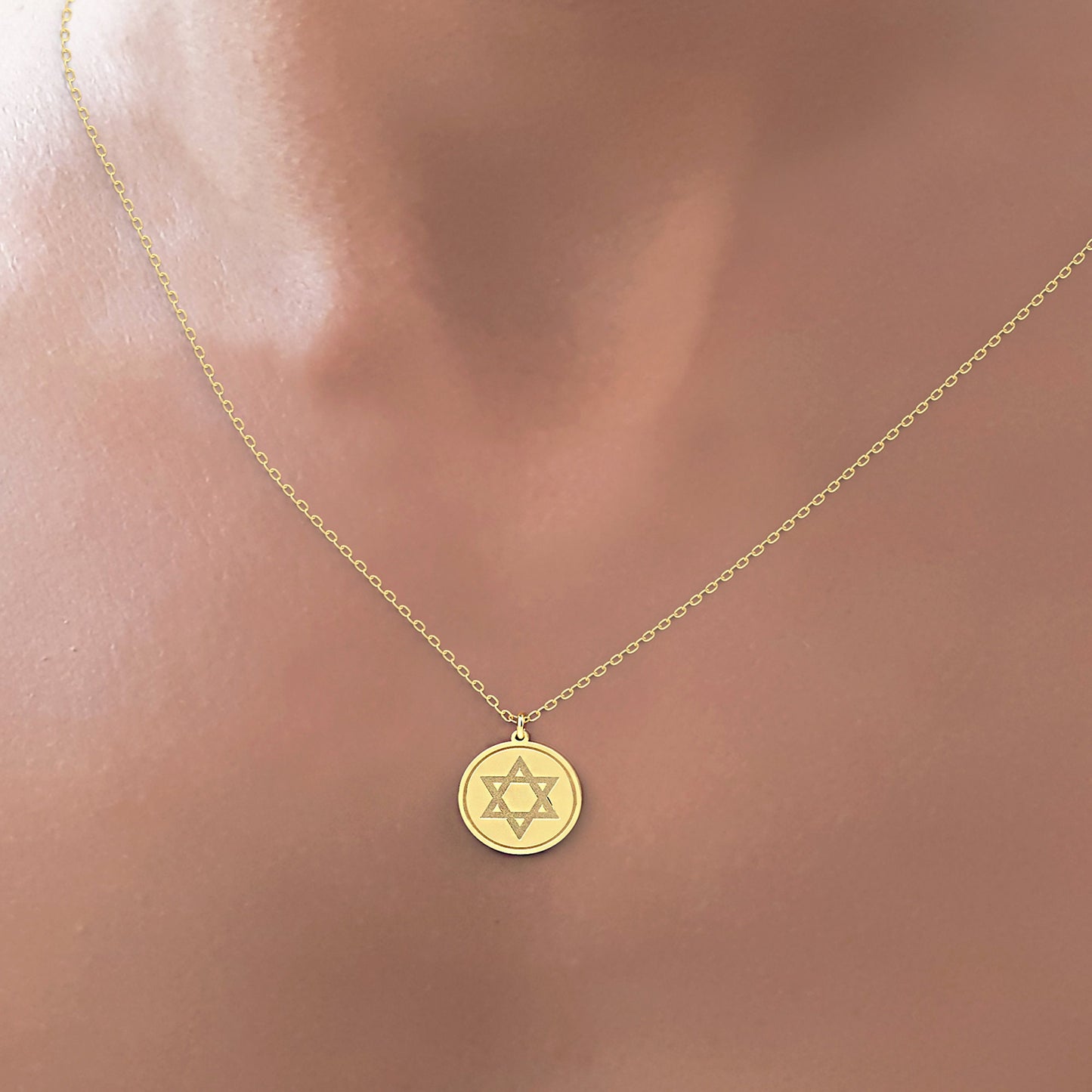 Star Of David Disc Necklace