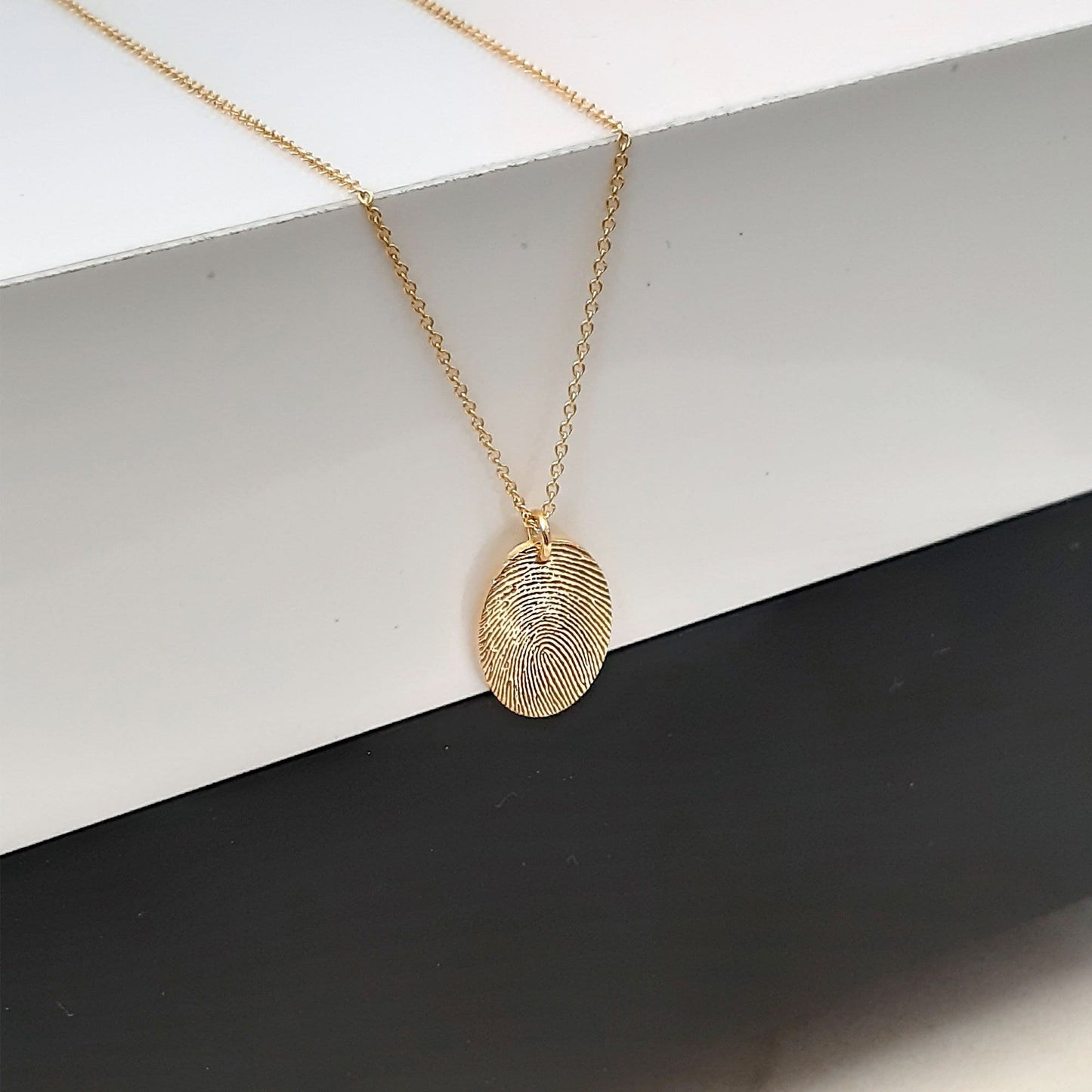 Fingerprint oval pendant • Personalized 14k solid gold • Actual Handwriting necklace • Real gold Memorial Jewelry • Grandma Gift