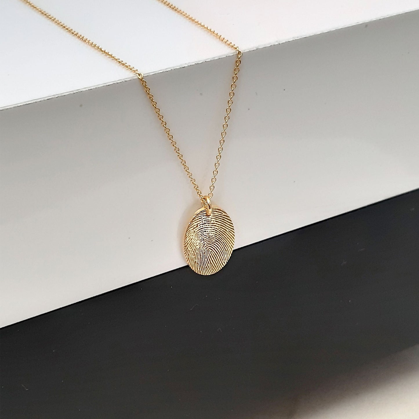 Fingerprint  Necklace in 14k yellow gold white gold rose gold , Actual Handwriting Memorial Fingerprint Jewelry, gold necklace family gift
