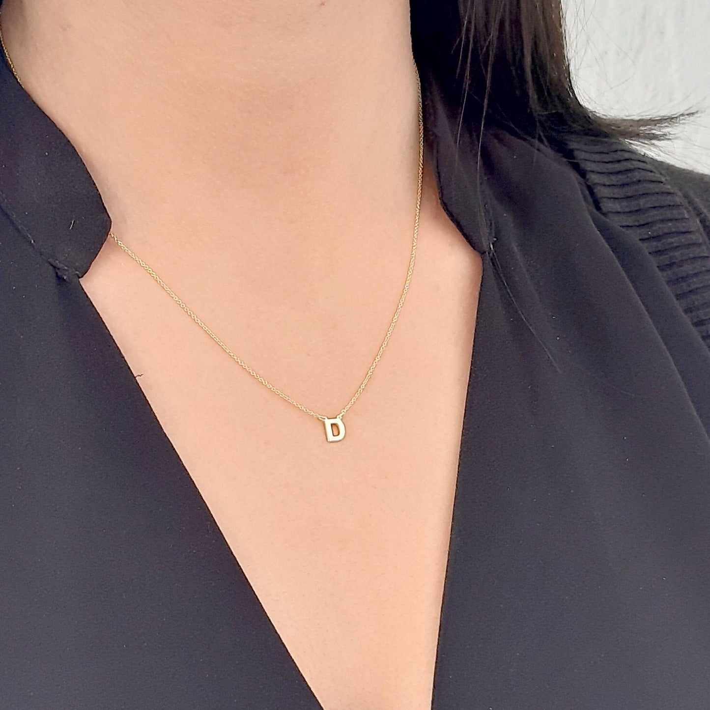 Initial Gold Necklace, 14k Solid Gold Necklace, Gift Necklace, Sideways Necklace, Sideways Letter Necklace, Dainty Necklace layered necklace
