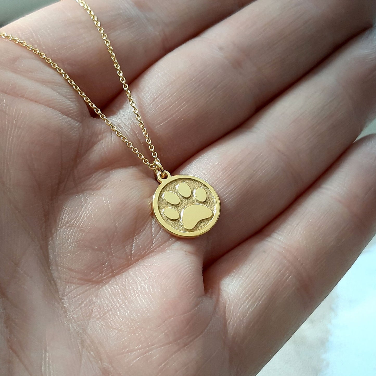 Engraved Disc Dog Paw Necklace