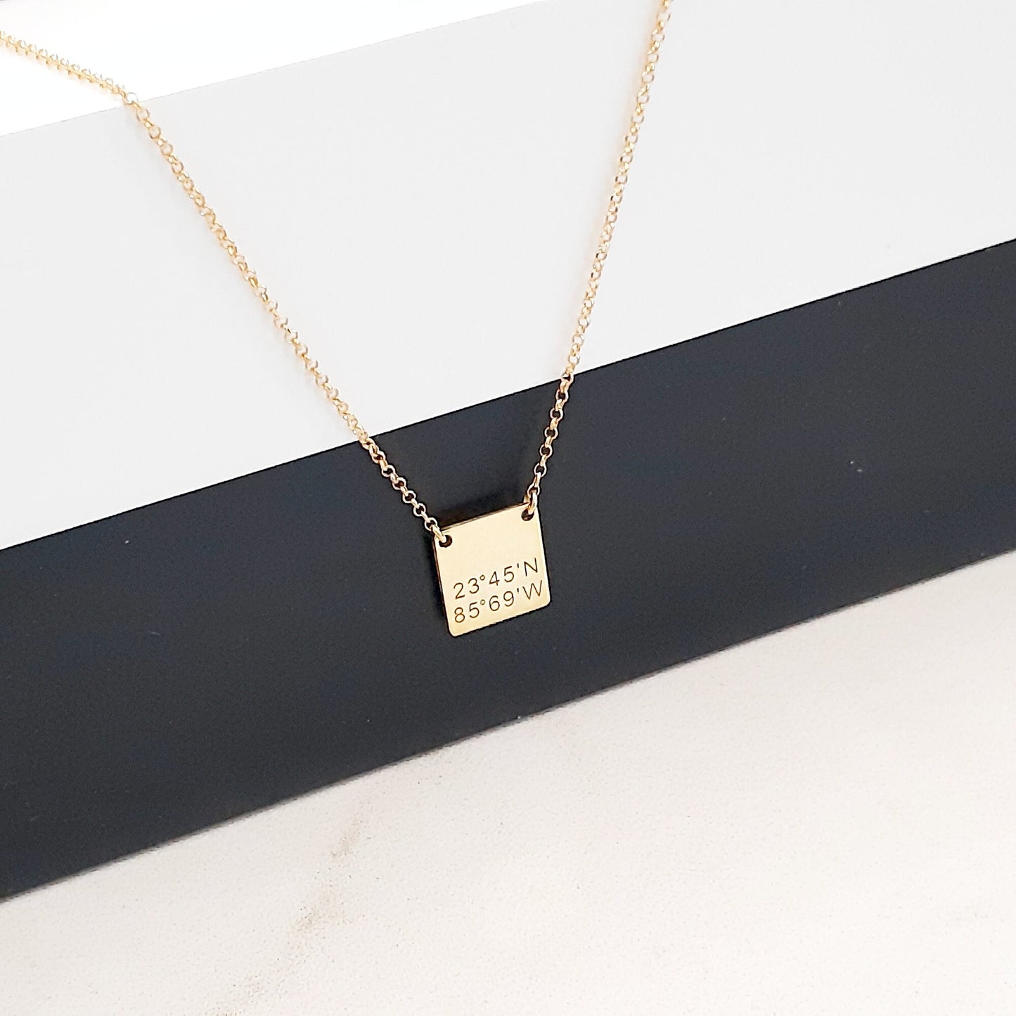 Custom Coordinates Necklace , 14k solid gold Latitude Longitude necklace, Location Coordinates, Personalized gift  14k layered necklace