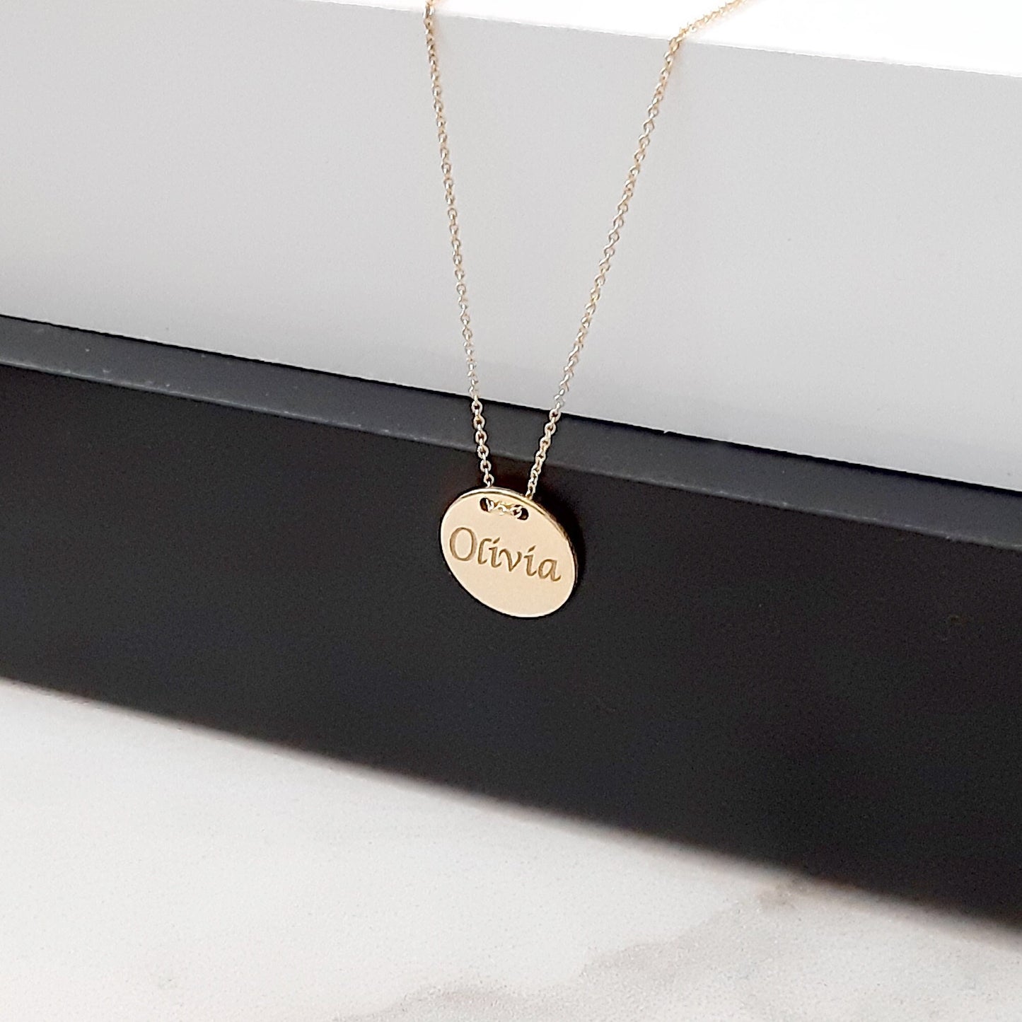 Personalized Disc Name Necklace • 14k solid gold Necklace • Mom Necklace • Kid Name Necklace • Custom Family Jewelry, 14k gold necklace gift