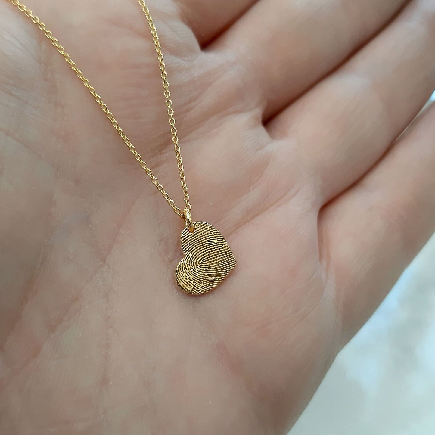 Fingerprint Necklace • Memorial Jewelry Gift • Heart Fingerprint Necklace • Actual Fingerprint Jewelry • 14k gold necklace Mother's Gift