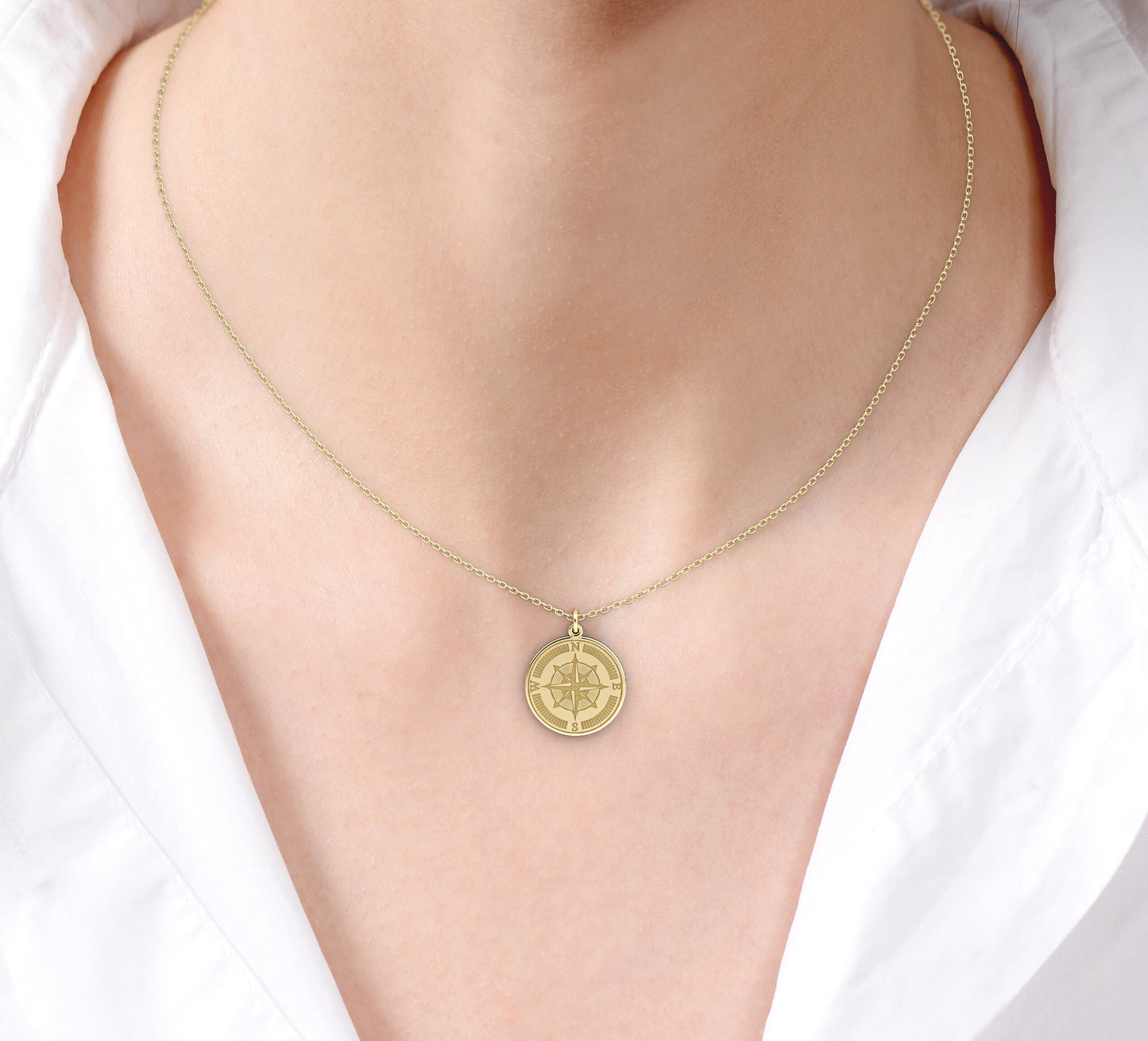 Personalized Compass Disc Necklace