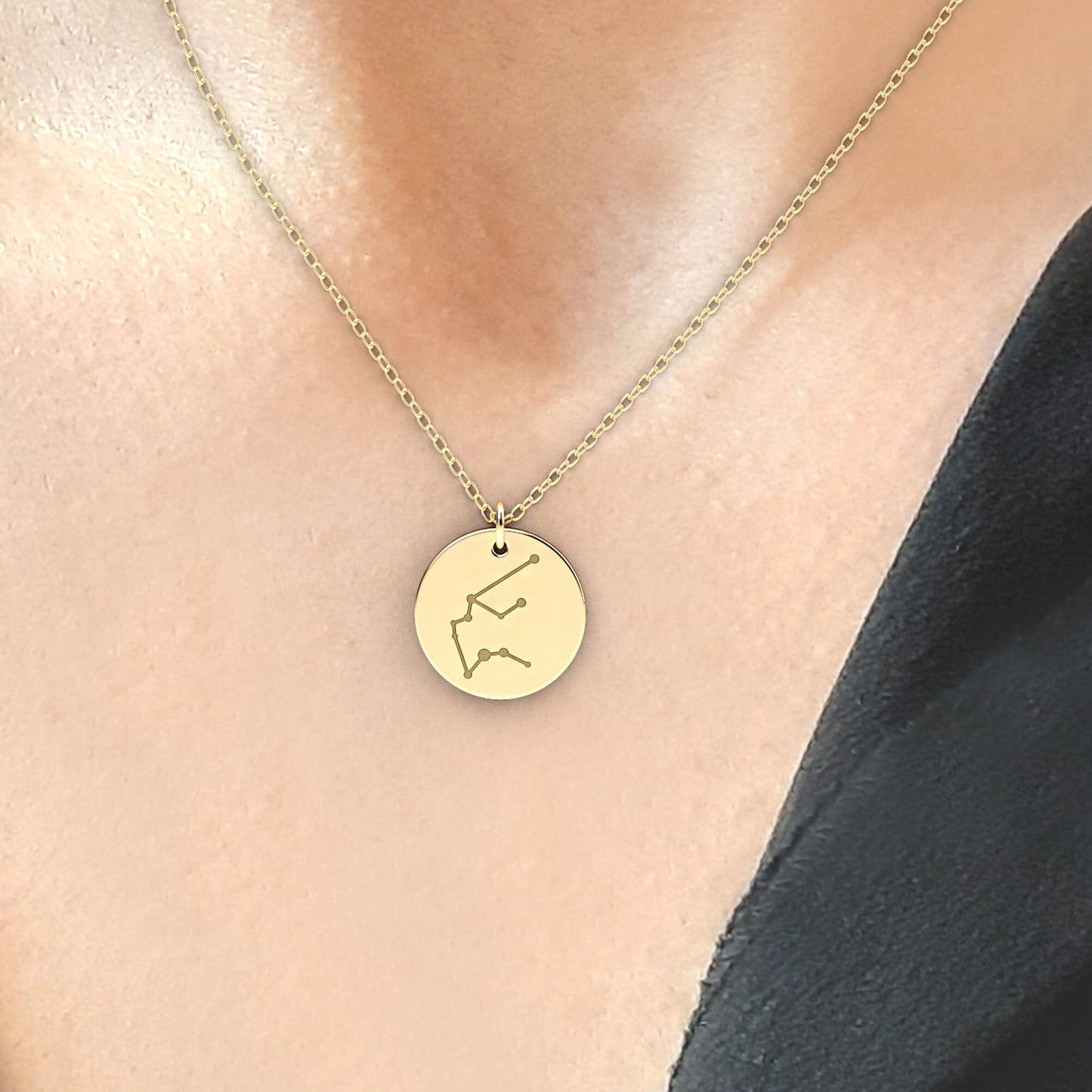 Star Signet Necklace • Custom Zodiac Necklace • Constellation Necklace • Real 14k solid gold •  Birthday Gift for Her • Best Friend Gift