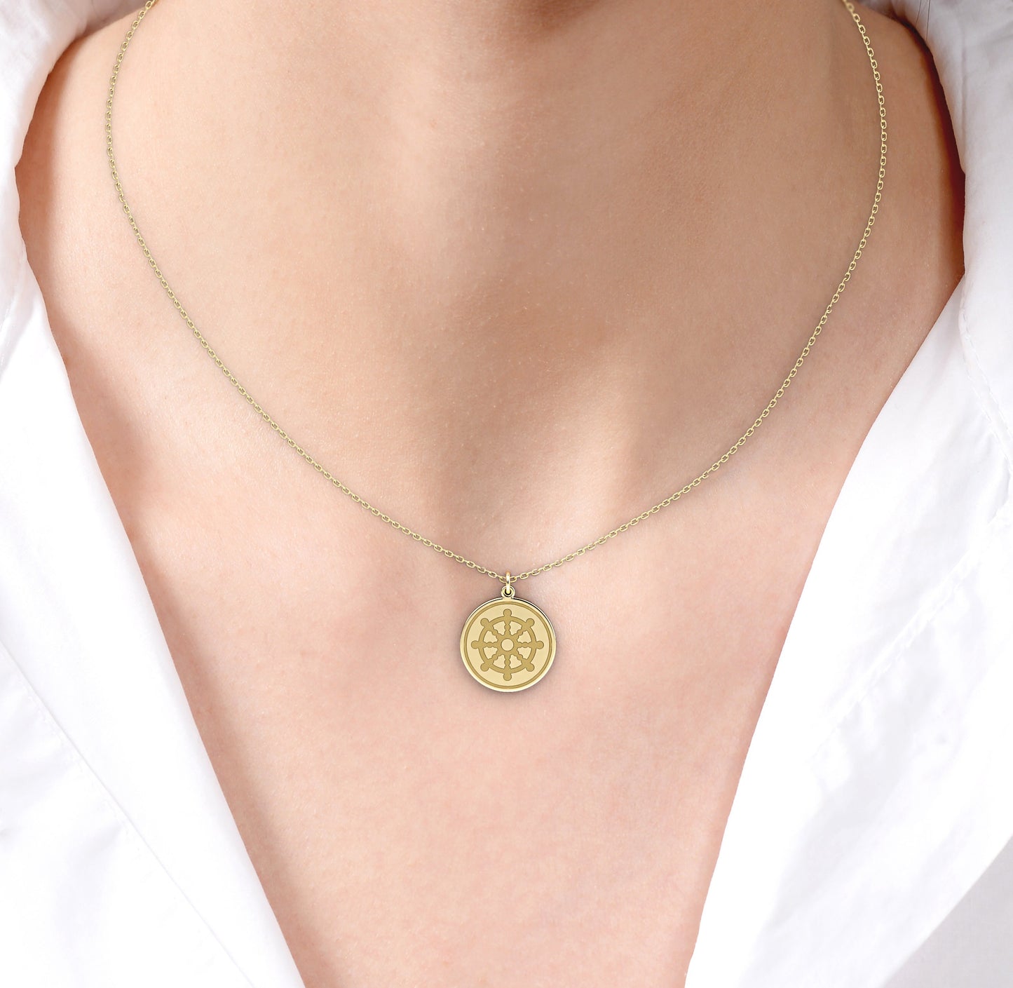 Gold Dharmachakra Necklace